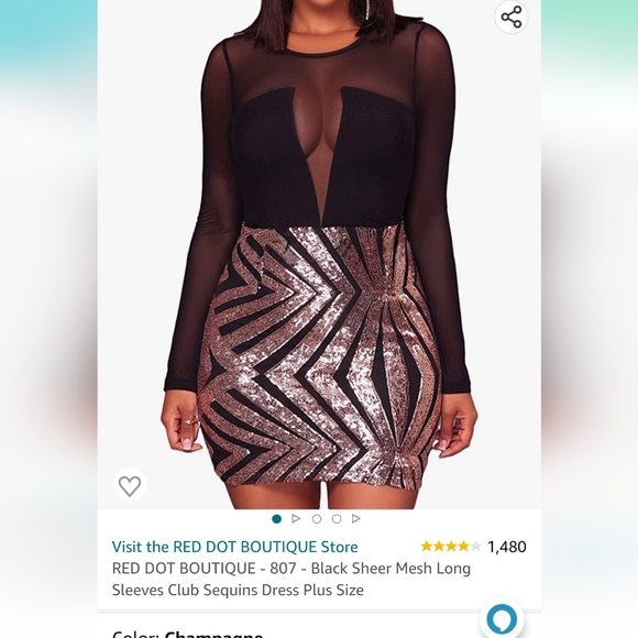 Plus size black mesh sequin dress - Picture 2 of 4